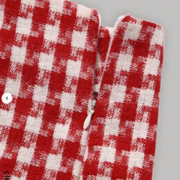 SHEIN MOD HOUNDSTOOTH PRINT CONTRAST COLLAR JACKET & SPLIT HEM SKIRT Suit - Picture 5 of 5